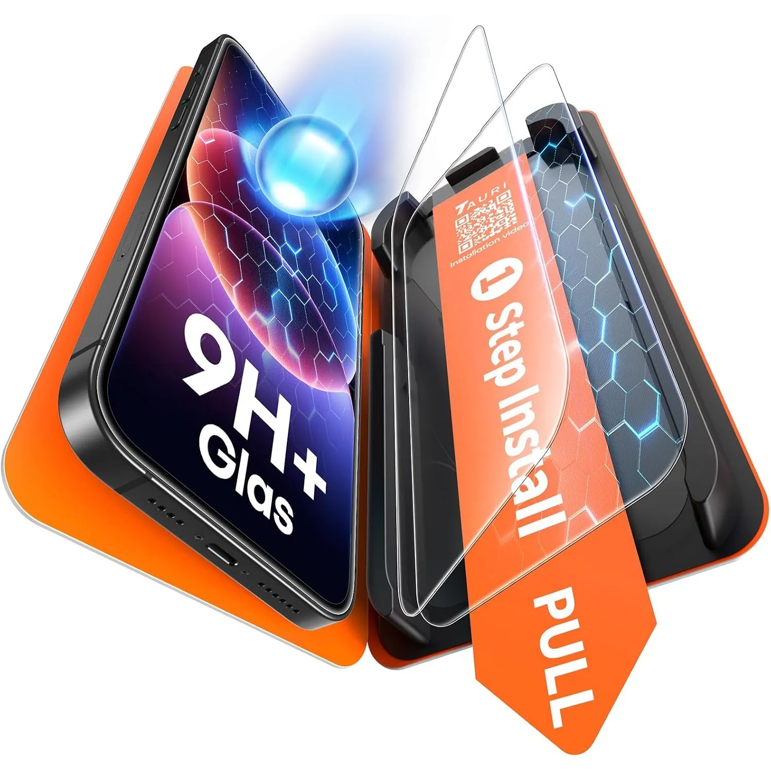 TAURI für iPhone 16e Panzerglas 6,1 Zoll - 2 Stück | mit Staubfreier 1-Schritt-Installation, 9H Glas Displayschutz, Ful…