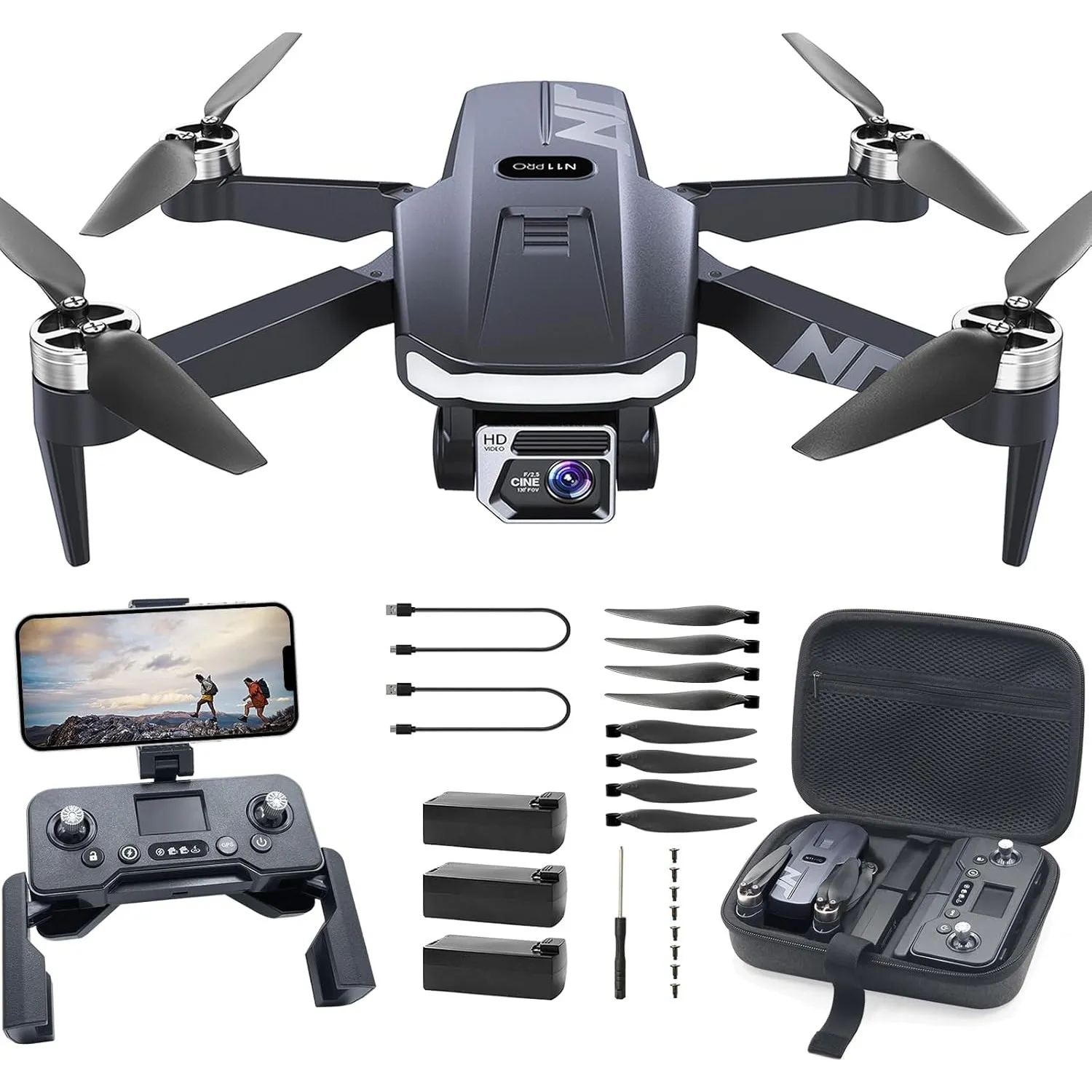 GPS Drohne mit Kamera 4K UHD für Erwachsene – 90 Min Flugzeit, lange Reichweite, Auto Return, automatisches Folgen, bür…