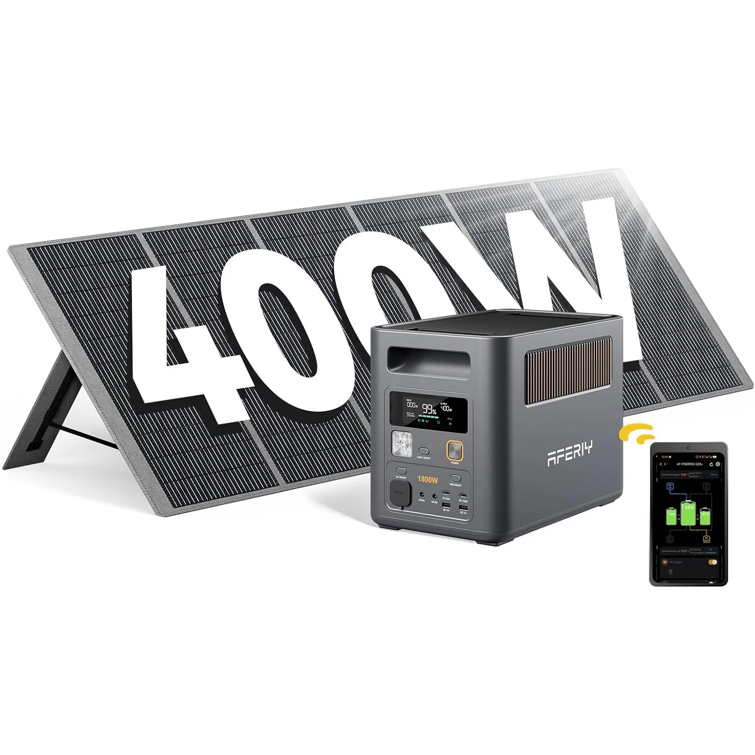 AFERIY 1800W1024Wh Solargenerator mit 400W Solarpanel,Erweiterbar auf5120Wh | Tragbare Powerstation 1Std Schnellladung,…