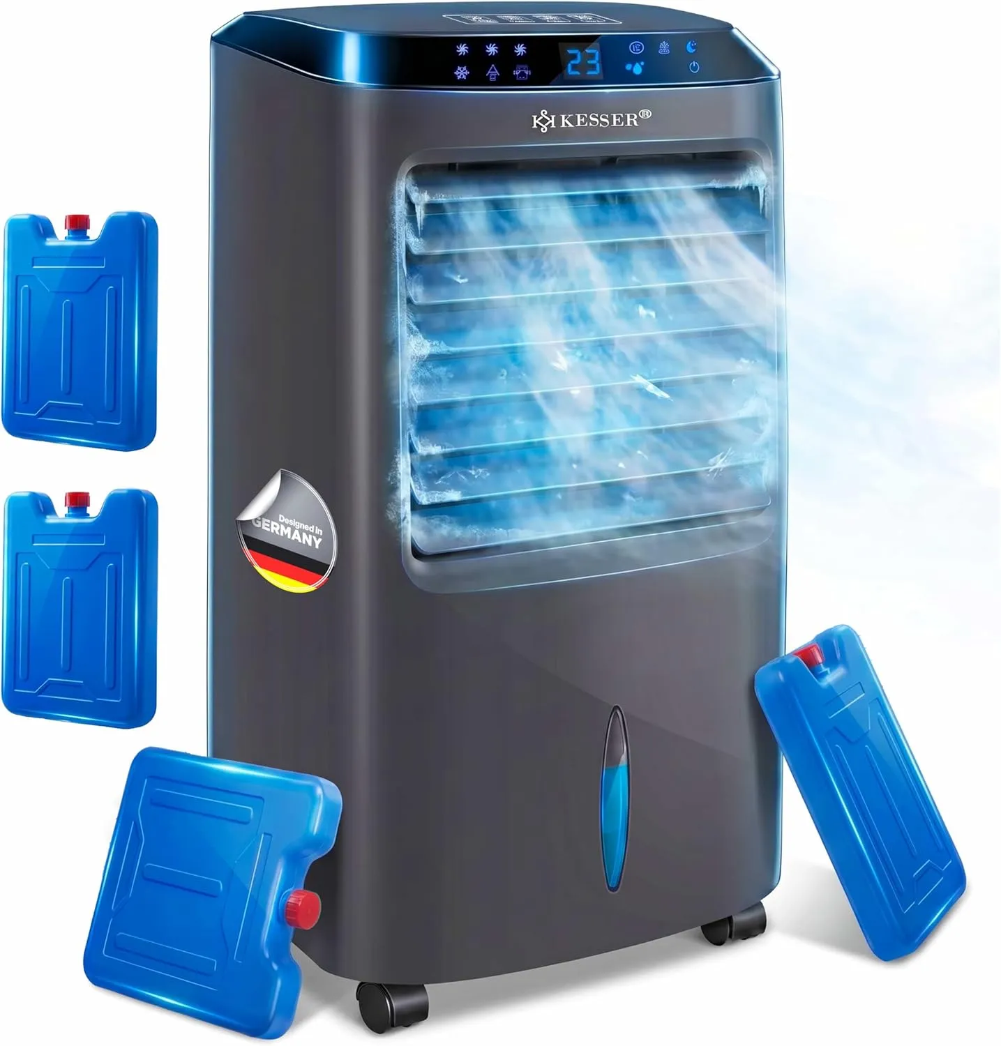 KESSER® Mobile Klimaanlage 4in1 Luftkühler – Air Cooler mit Fernbedienung & Timer, 10L Wassertank, Ionisator & Luftbefe…