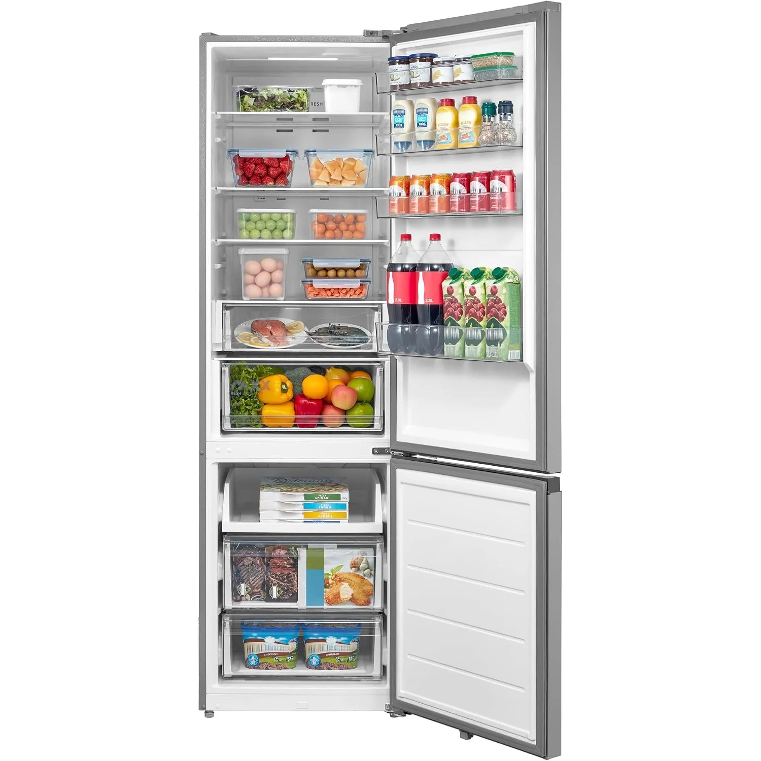 Midea 442L Kühl gefrierkombination, 201cm,WIFI, NoFrost,EEK C,SPACE MASTER | 312L SuperKühlen, 130L SuperGefrieren(-24°…