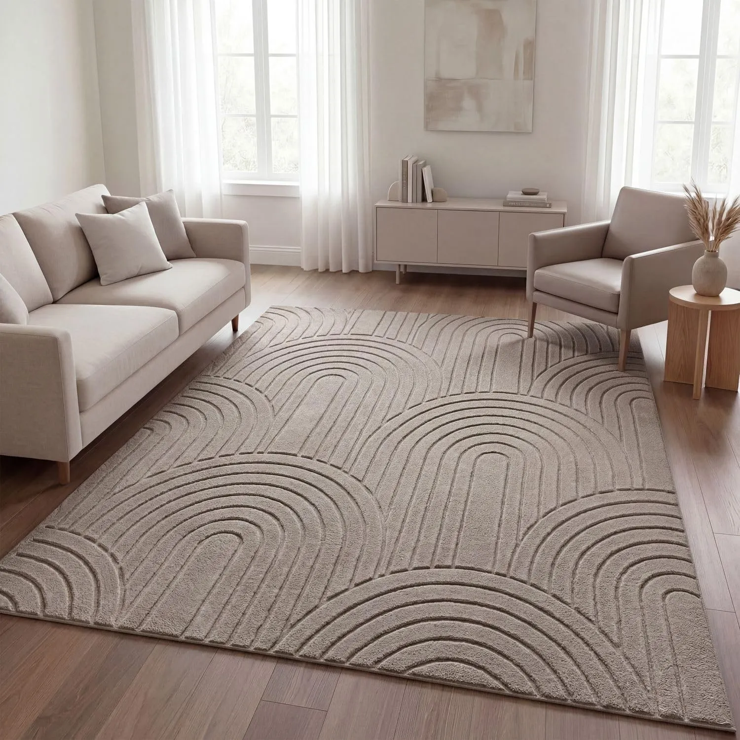 TT Home Wohnzimmer Teppich Schlafzimmer Hochflor Skandinavisches Design Unifarben Geometrisch Boho Style Modern Waschba…