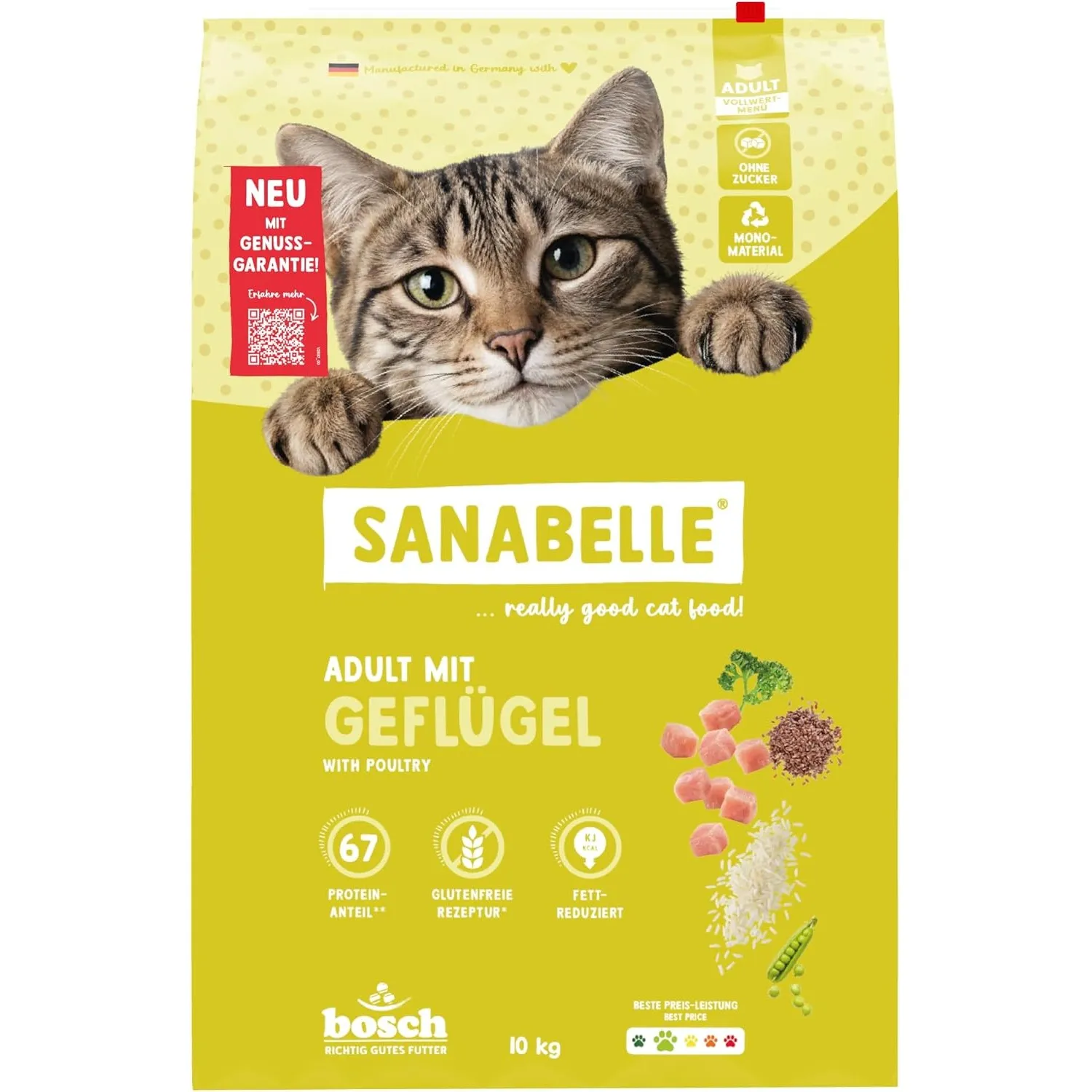 Sanabelle Classic Geflügel | Katzentrockenfutter für ausgewachsene Katzen (ab dem 12. Monat) | 1 x 10 kg (Neu)