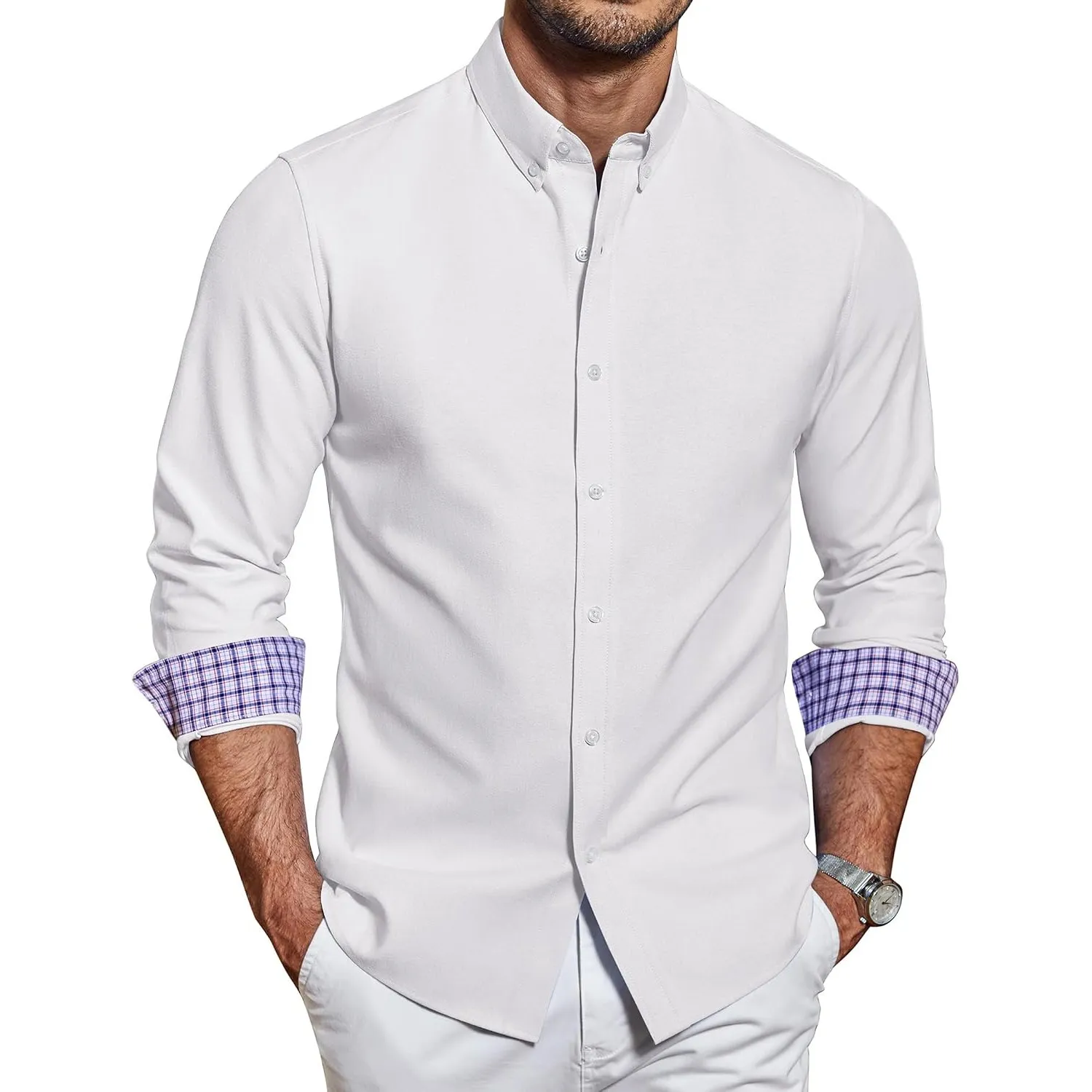 COOFANDY Herren Hemd Langarm Oxford Button Down Hemden Regular Fit Freizeithemd Baumwolle