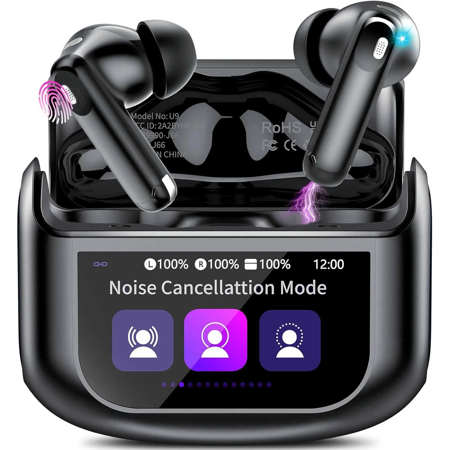 Touchscreen Bluetooth Kopfhörer, 2026 In Ear Kopfhörer Kabellos Bluetooth 5.4 mit ANC+ENC Noise Cancelling Mic, 48Std S…
