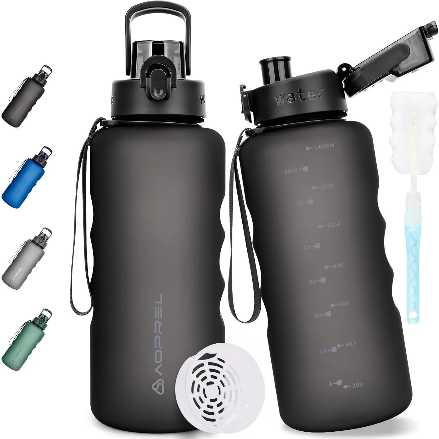 AOPREL Trinkflasche 1.5L Tritan BPA-Frei Wasserflasche Mit Filter