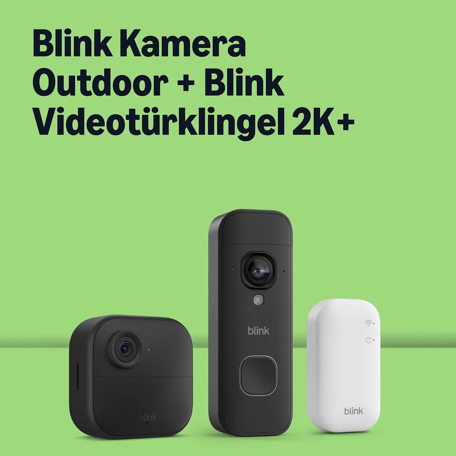 Blink Outdoor 4 Kamera (Außenkamera) mit Blink Videotürklingel 2K+ (neueste Generation), Schwarz, inkl. Sync Module Core
