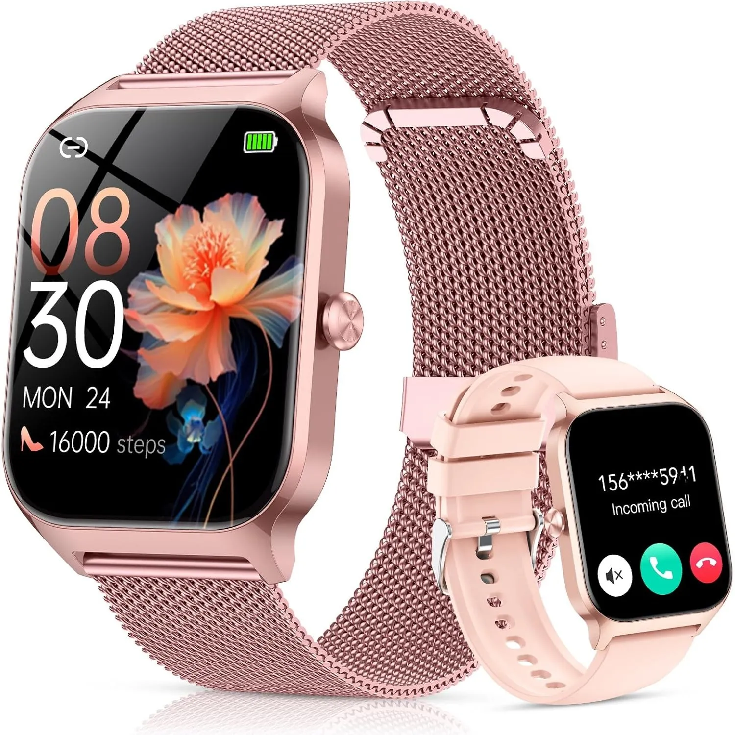 CASCHO Smartwatch Damen mit Telefonfunktion, 1.85'' Smart Watch, 120+Sportmodi Fitnessuhr mit Herzfrequenz/SpO2/Schritt…