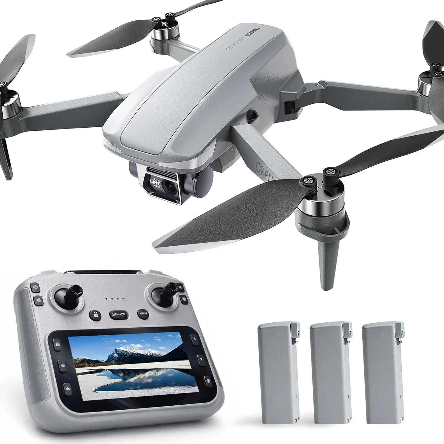 GPS Drohne mit Kamera 4K (EIS), 4,5 Zoll Bildschirm, bürstenloser Motor, 3 Akkus (90 min), Auto-Rückkehr, Folgemodus, 1…