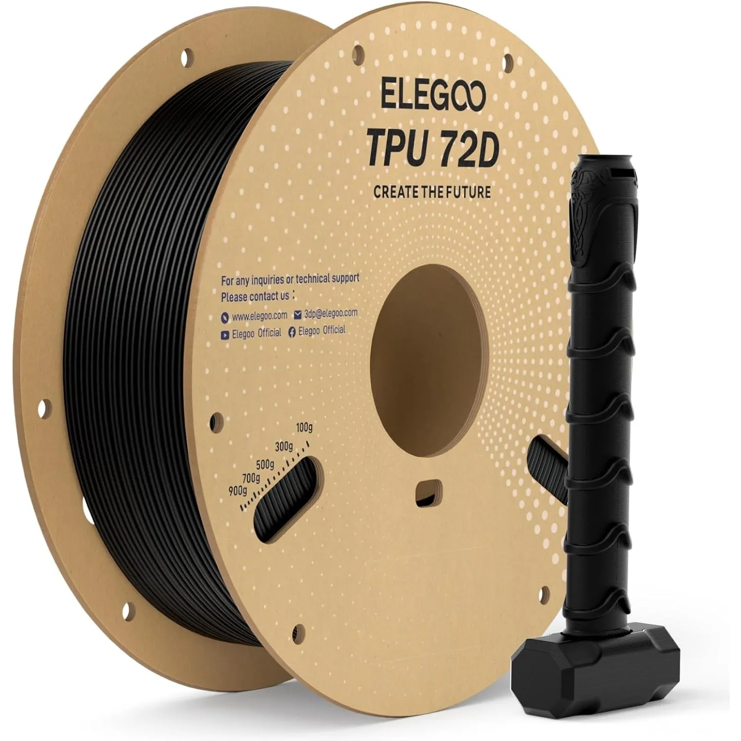 ELEGOO TPU 72D Filament 1KG Schwarz, 3D Drcuker Filament