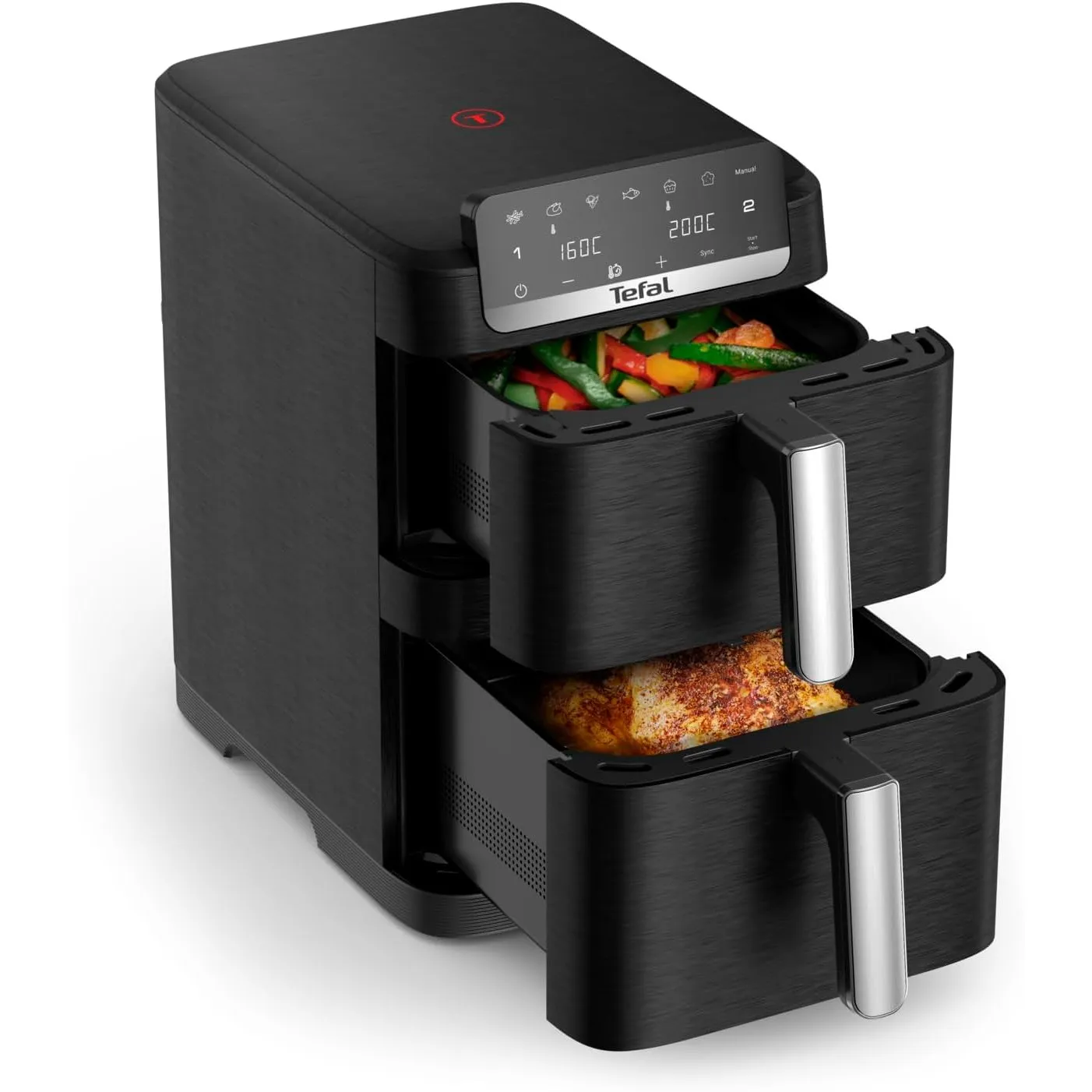 Tefal Easy Fry Crispy Stack Doppelkammer-Heißluftfritteuse, platzsparend