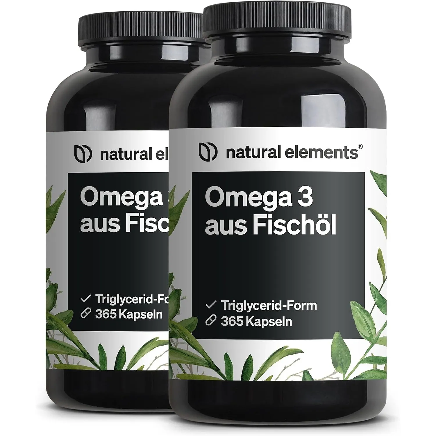 natural elements Omega 3 (2er Set) – 2x 365 Kapseln – 2000mg Fischöl pro Tagesdosis – mit EPA und DHA in Triglycerid-Fo…