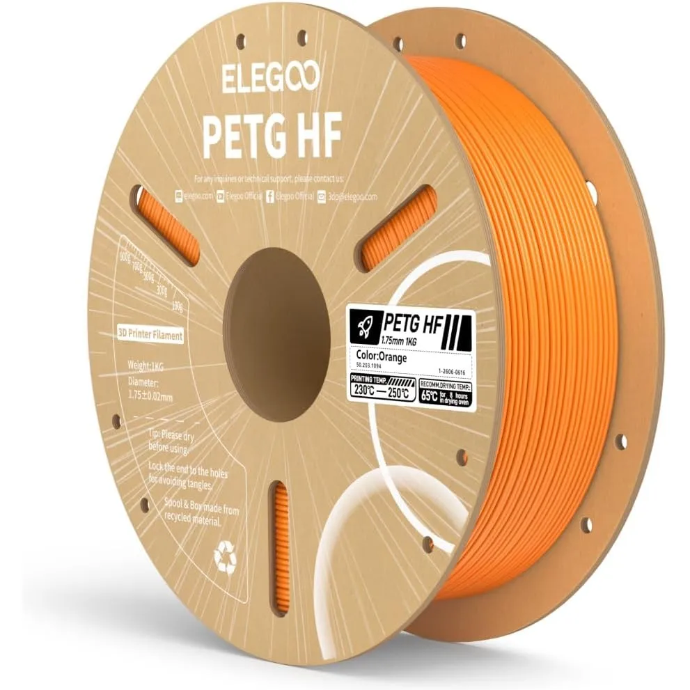 ELEGOO PETG HF 3D Drucker Filament 1.75mm Orange 1KG