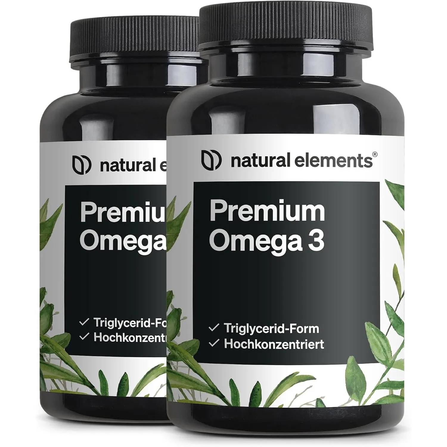 natural elements Premium Omega 3 (2er Set) – 2x 120 Kapseln – GoldenOmega® mit 80% Omega 3 Anteil – in Triglycerid-Form…