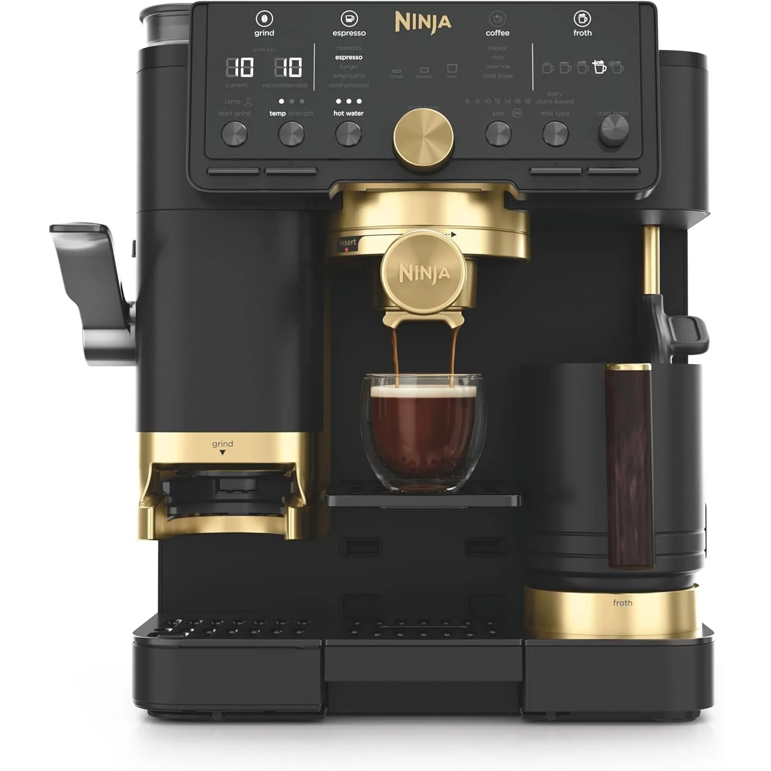 Ninja Luxe Café Pro David Beckham 3-in-1-Kaffeemaschine Schwarz und Gold