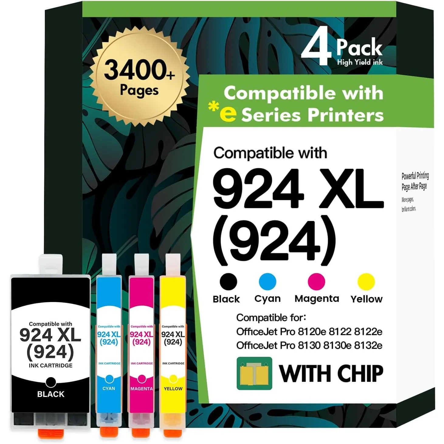 924 924XL Patronen Multipack 8132e 8122e 8130e 8120e für HP 924 XL 924e | Kompatibel für HP924XL für HP OfficeJet Pro 8…