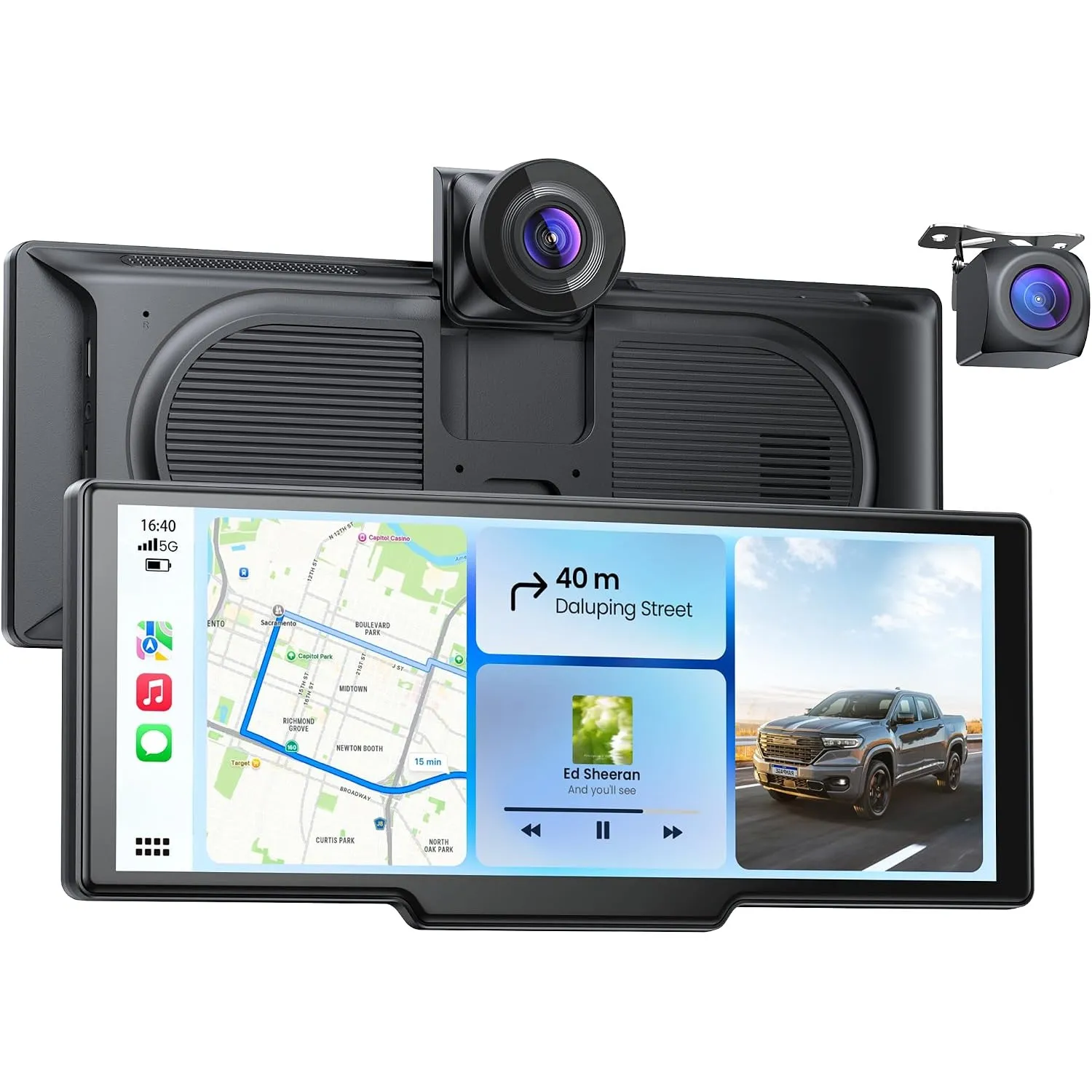 9,26" Tragbarer CarPlay Display für Apple CarPlay & Android Auto mit 4K-Dashcam & HD-Rückfahrkamera, Auto Display mit S…