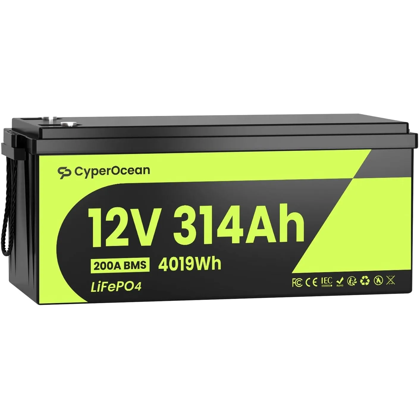 LiFePO4 Batterie 12V 314Ah,4019Wh Lithium Batterie 12V mit 200A BMS Low-Temp Schutz und Max. 15000 Zyklens, Autobatteri…
