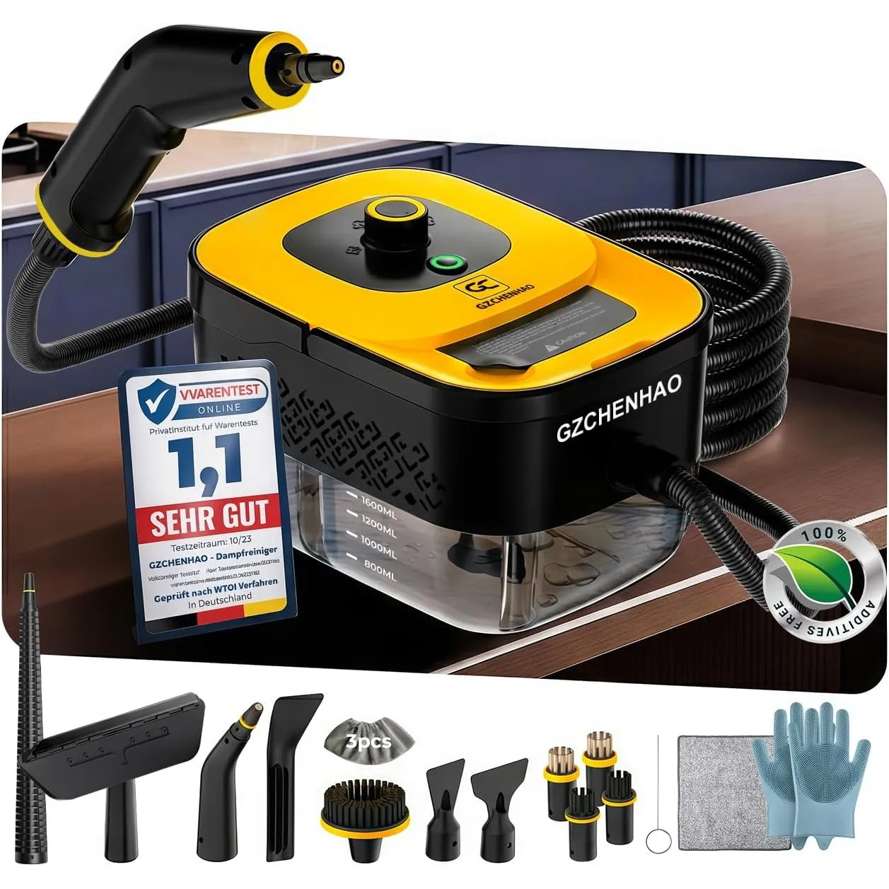 Dampfreiniger Handgerät mit 18-Teiligem Zubehör, 9s Turbo-Dampf mit 5 BAR Druck – 99,99% Reinigung & 100% Natürlich,Ste…