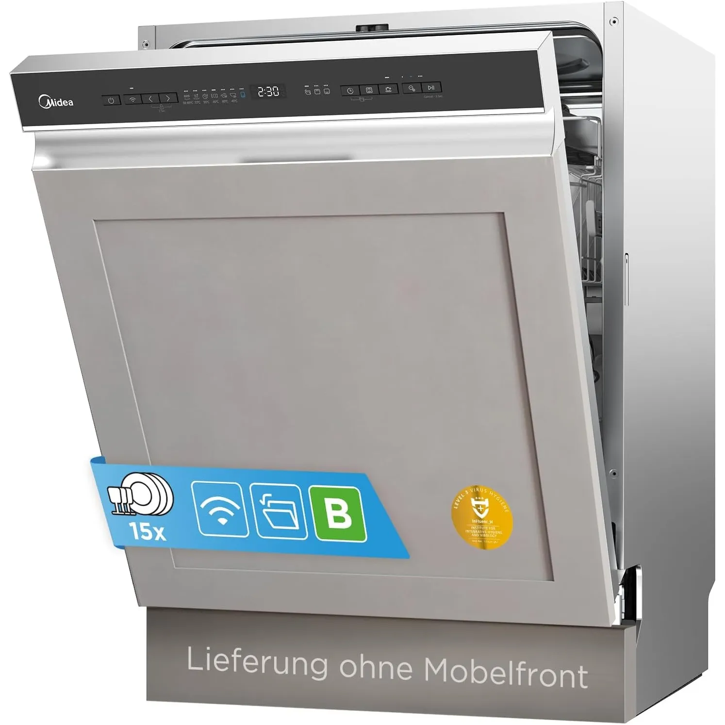 Midea Spülmaschine Teilintegriert 60 cm Einbau Geschirrspüler EEK B