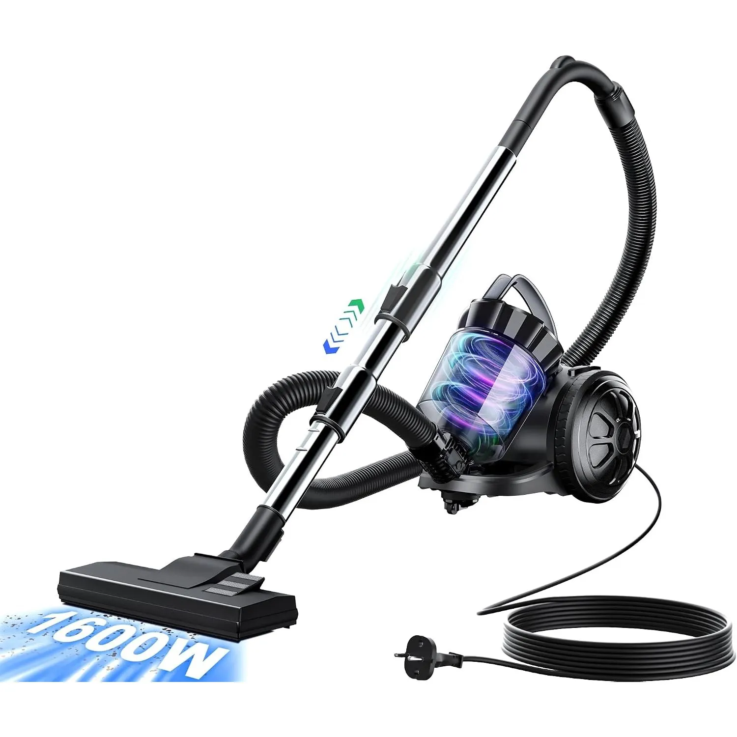 OYLCDI Beutelloser Bostaubsauger ohne Beutel,1600W Staubsauger|70dB|Bodenstaubsauger|HEPA Filter Bodendüse für Parkett,…