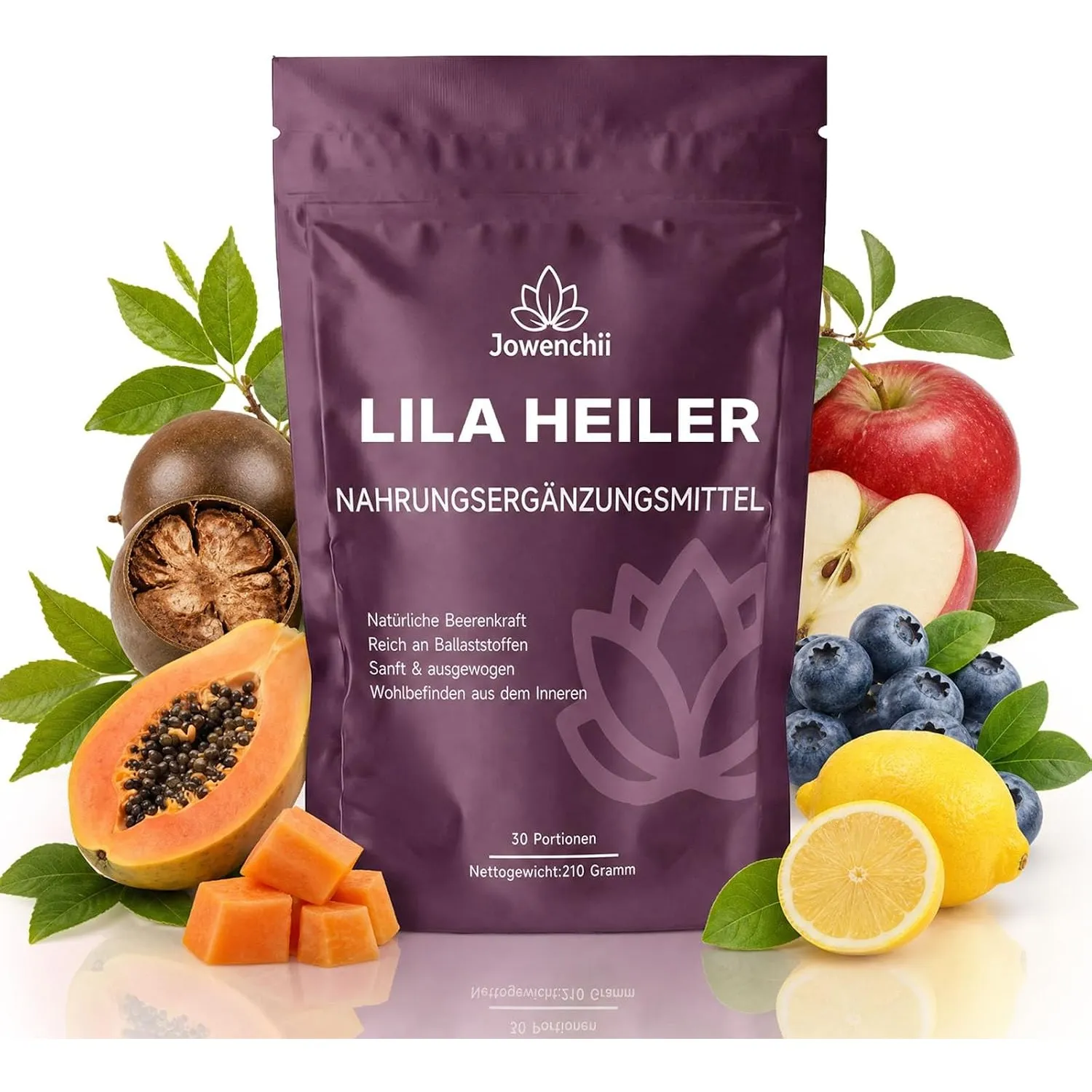 Lila Superfood Pulver 210 g – Lila Pflanzenpulver Leben für Verdauung & Darmbalance mit Aronia, Blaubeere, Inulin, PHGG…