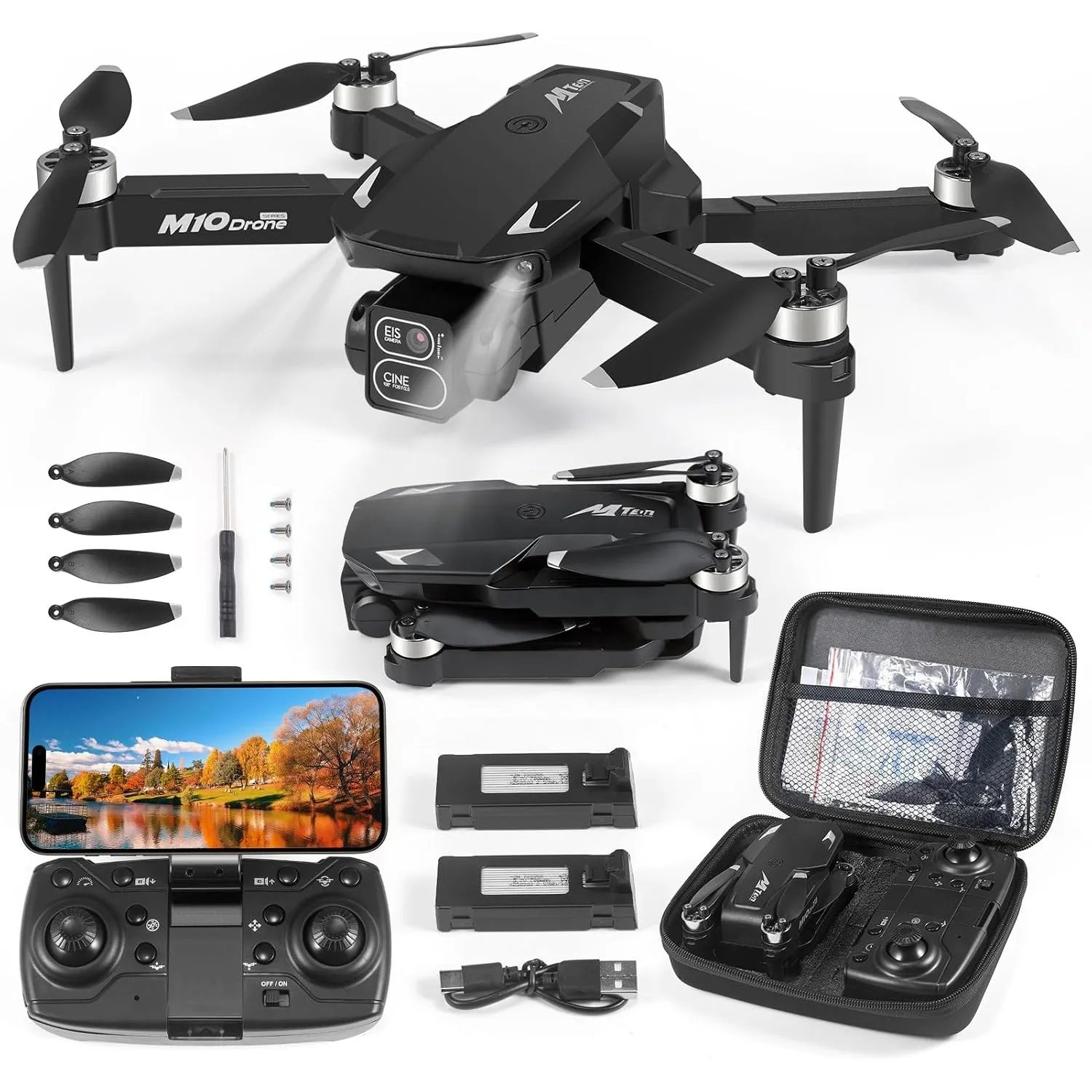 Drohne mit Kamera HD 4K,RC Faltbare FPV WiFi Live Ãœbertragung Drohne für Kinder Anfänger,2 Akku Lange Flugzeit,Headles…