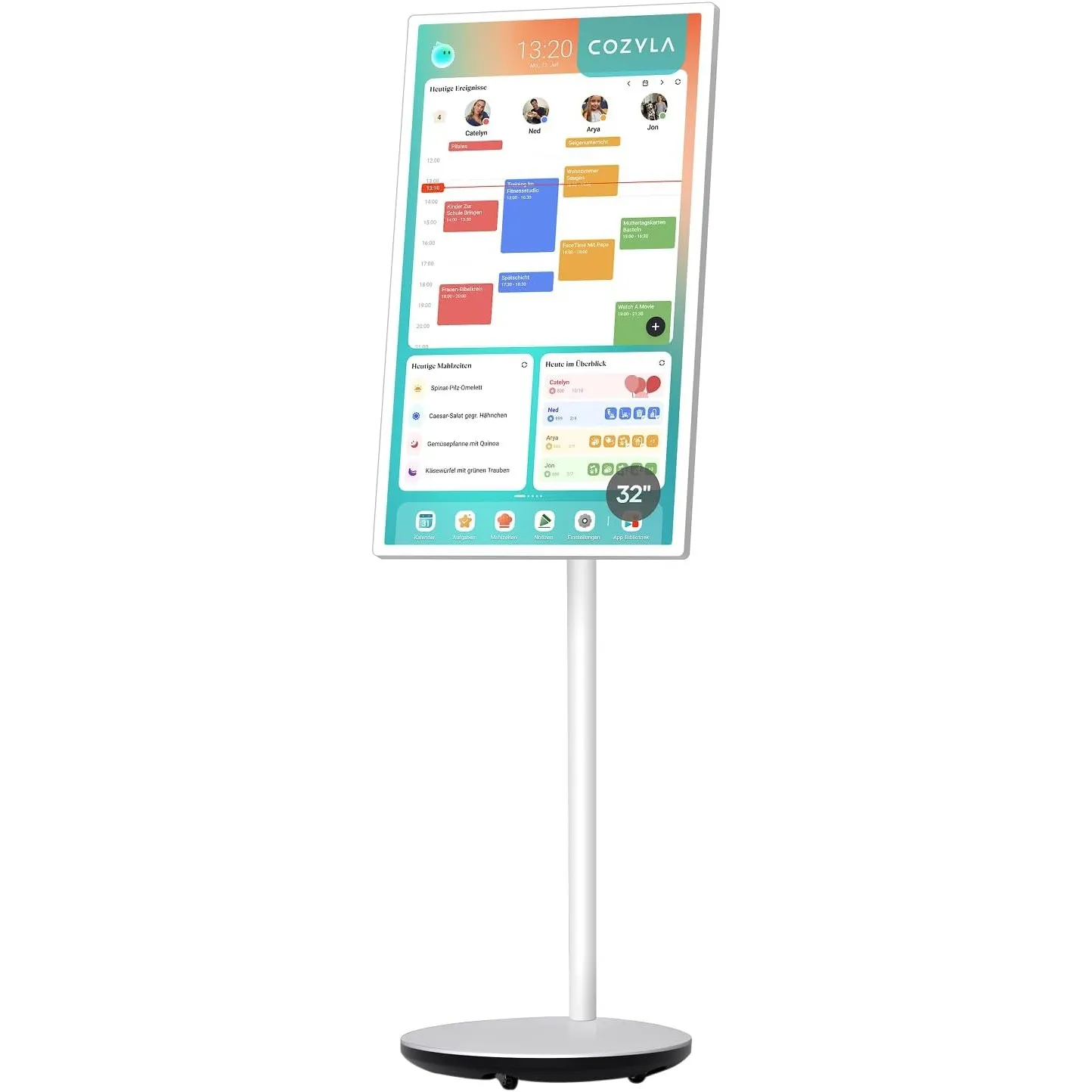 Cozyla Calendar Plus Go: 32" Mobiler Digitaler Kalender mit Akku & Rollen