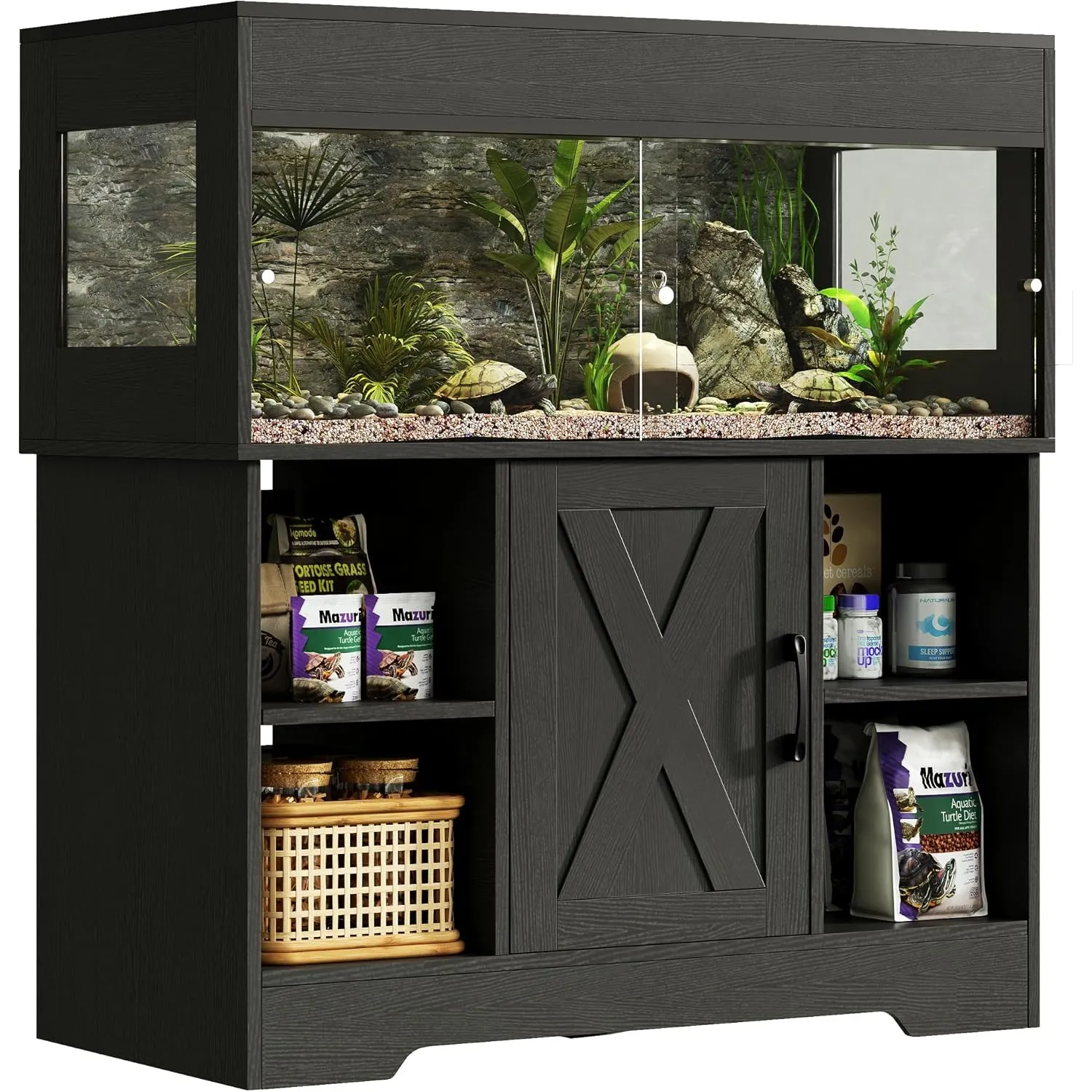 Herture Großes Terrarium mit Unterschrank 150 L, 90 x 46 x 41 cm
