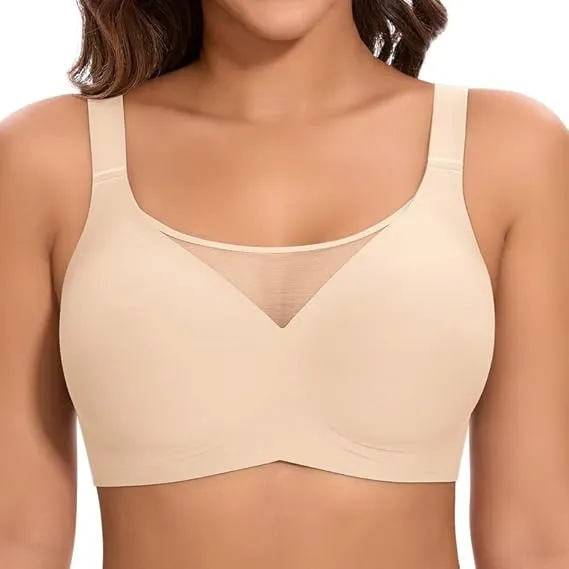 Jiuday Women's Bra without Underwire Large Breasts Strong Hold Non-Wired Push Up Side Straps Bra Seamless Comfortable C…