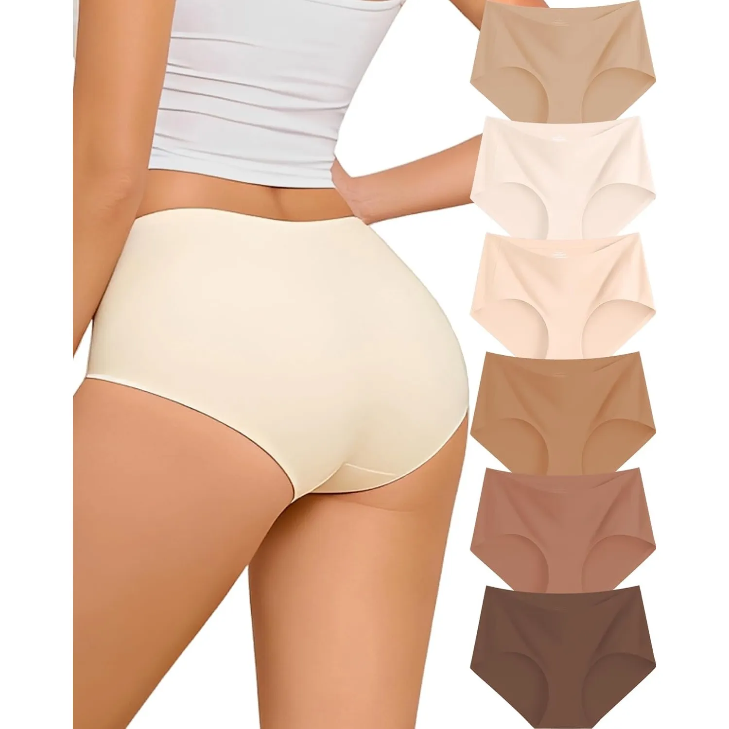 ALL OF ME 6er Pack Seamless Slips Damen Unterhosen Nahtlose Unterwäsche Frauen Brazilian Slip No Show Atmungsaktiv Pant…