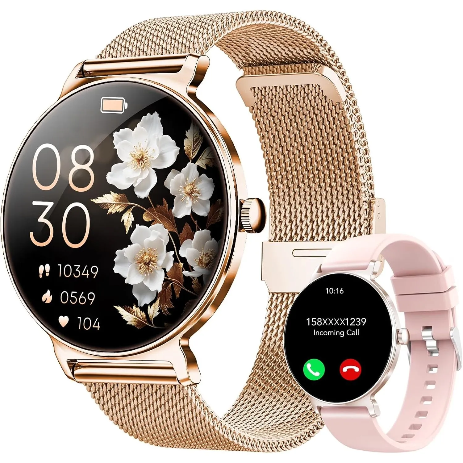 Smartwatch Damen mit Telefonfunktion, 1,27-Zoll AMOLED-HD Voll-Touchscreen Smartwatch, 120+ Sportmodi, IP68 Wasserdicht…
