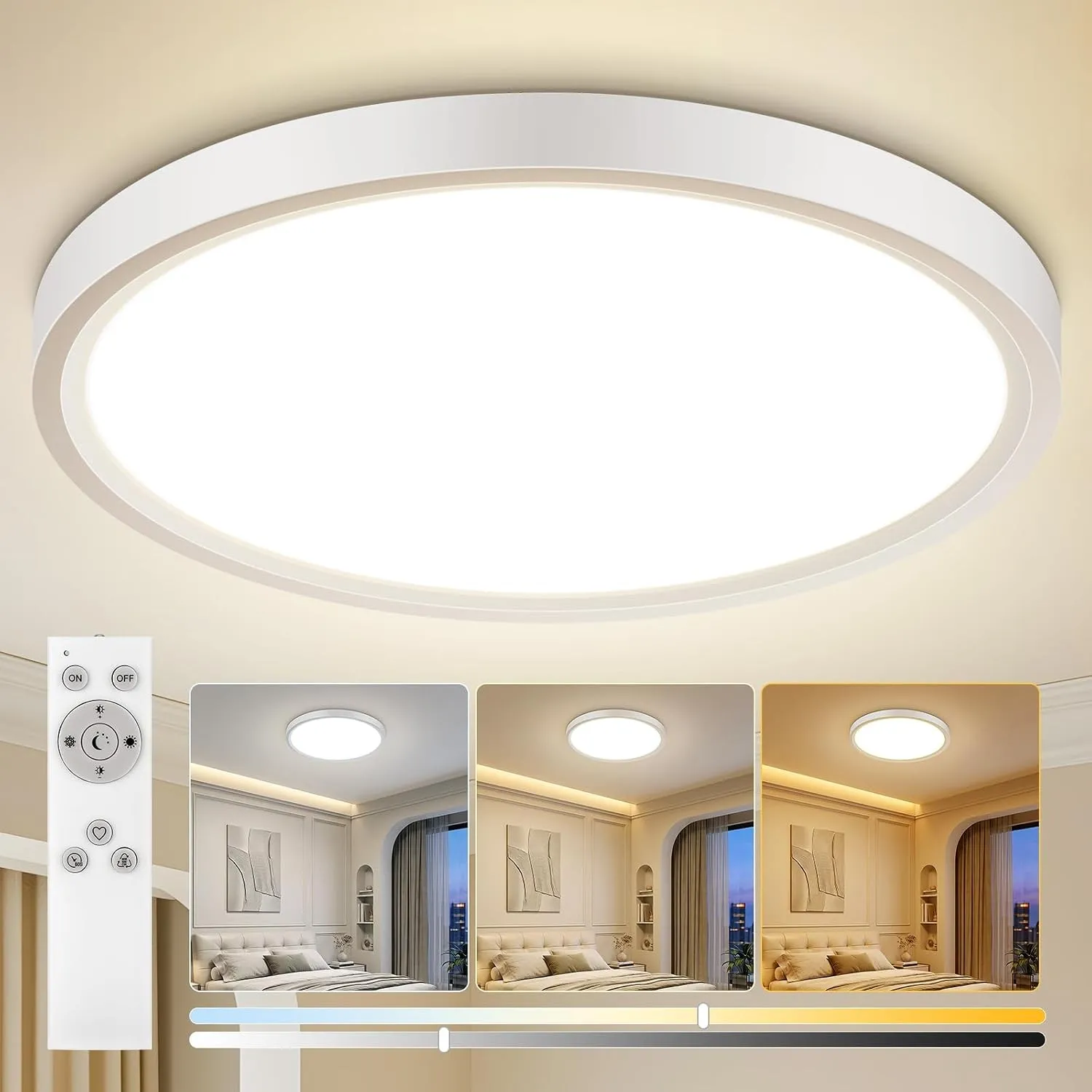 LED Deckenleuchte Dimmbar 12W 2600LM,LED Deckenlampe 3000-6500K Ø30cm