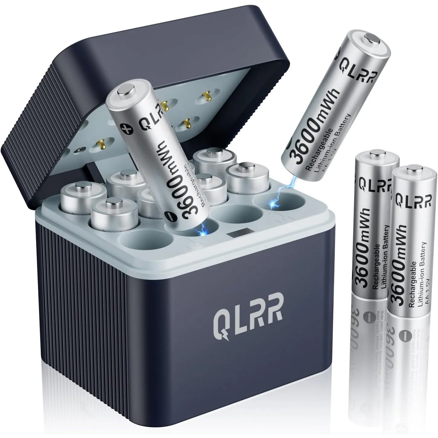 Akku AA Wiederaufladbar 12er Pack mit Ladegerät, 1,5V, 3600mWh