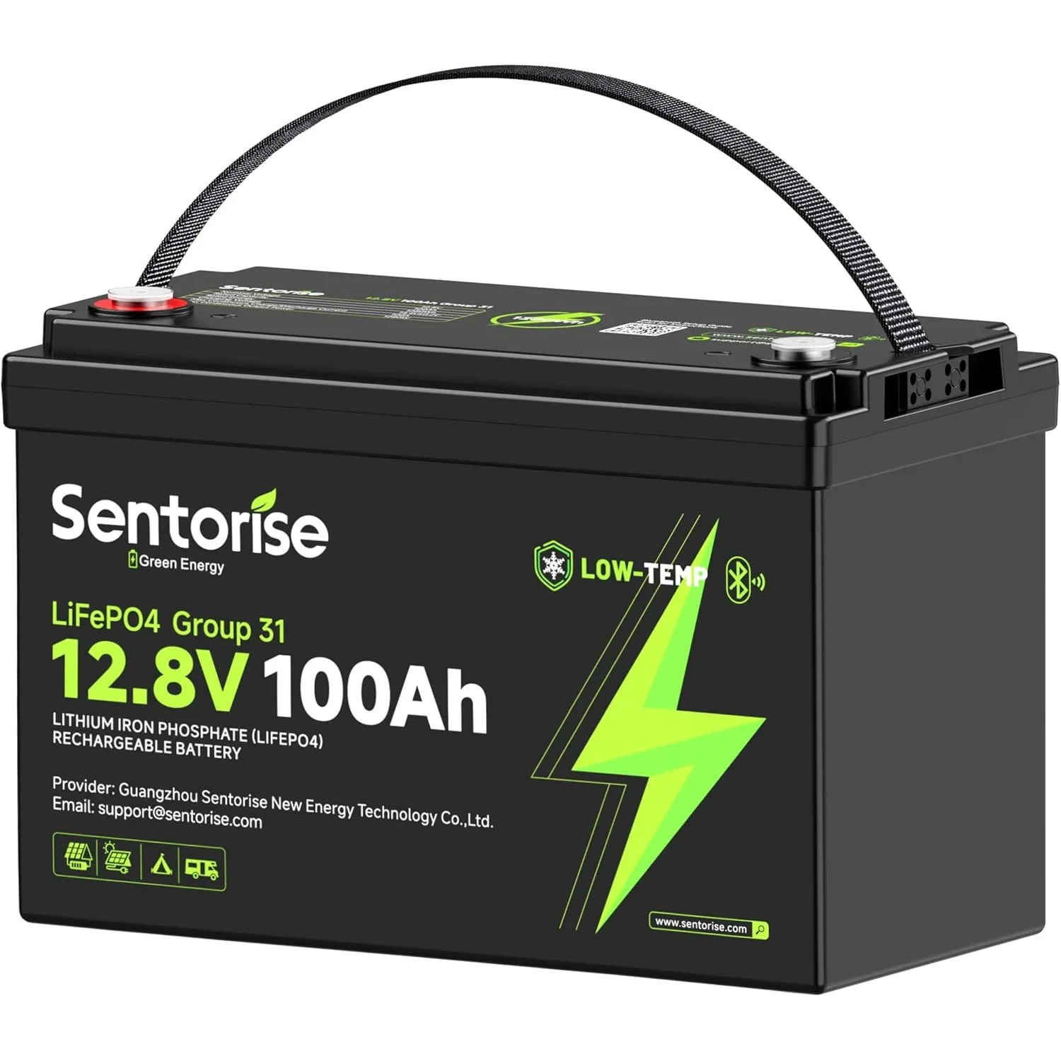 12V 100Ah LiFePO4 Batterie, 1280Wh nutzbare Energie mit 100A BMS, Bluetooth Gruppe 31 Lithium Batterie mit Tieftemperat…