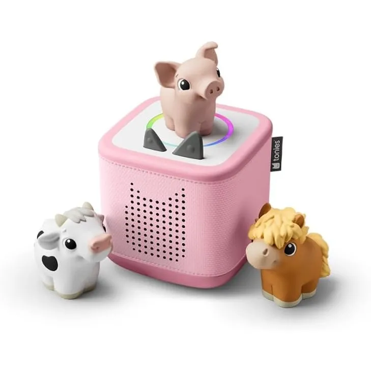 tonies® Starter Set Toniebox 2 – Rosa, My First Bauernhof Hörfigur, Interaktiver Audioplayer für Kinder, Inkl. Nachtlic…
