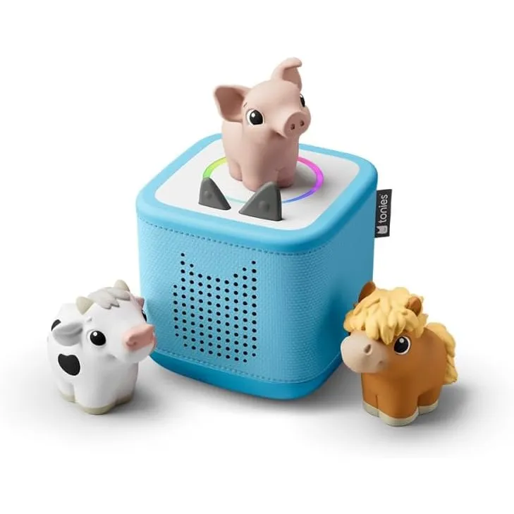 tonies® Starter Set Toniebox 2 – Himmelblau, My First Bauernhof Hörfigur, Interaktiver Audioplayer für Kinder, Inkl. Na…