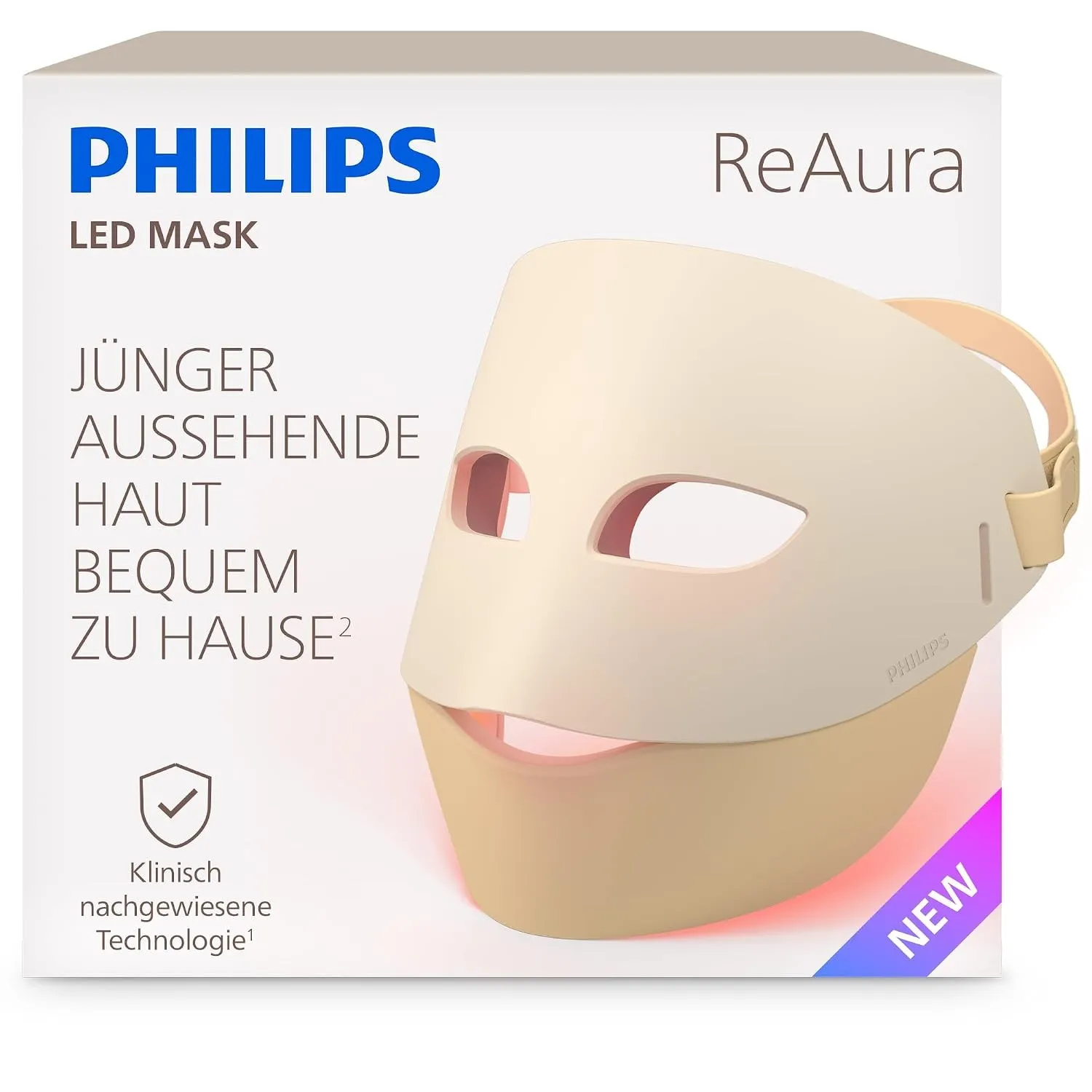 Philips ReAura LED-Gesichtsmaske – 3-in-1 für Gesicht, Augenpartie und Hals, 3 Modi, klinisch bewiesene Rot-, Blau- und…