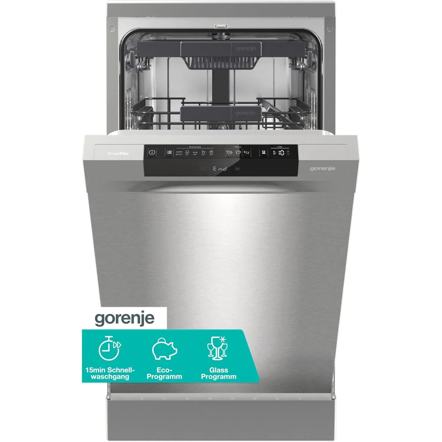Gorenje GS541C10X Geschirrspüler/Freistehend/ 45 Breite/ 10 Maßgedecke/ 5 Programme/ 15min Schnellwaschgang/Eco-Program…