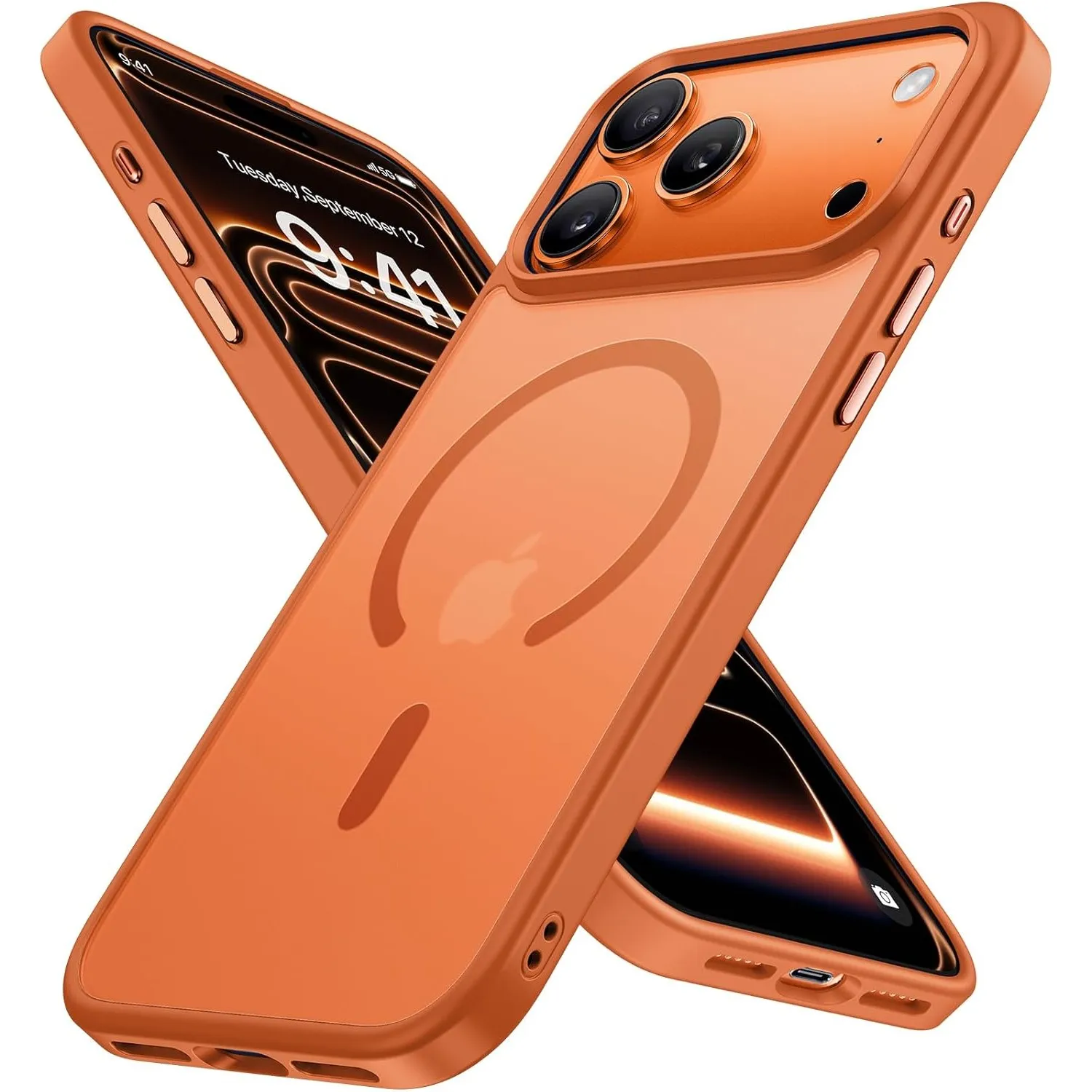 Miracase für iPhone 17 Pro Hülle mit Magsafe TOP MIL, Kosmisch Orange