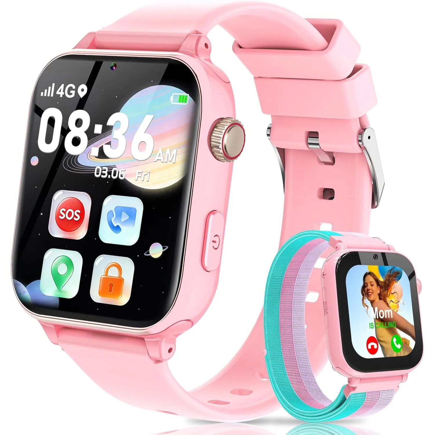 4G Smartwatch Kinder, Kinder Telefonuhr mit Videoanruf, Voice Chat, GPS, SOS, Schulmodus, Wecker, Schrittzähler, Spiele…
