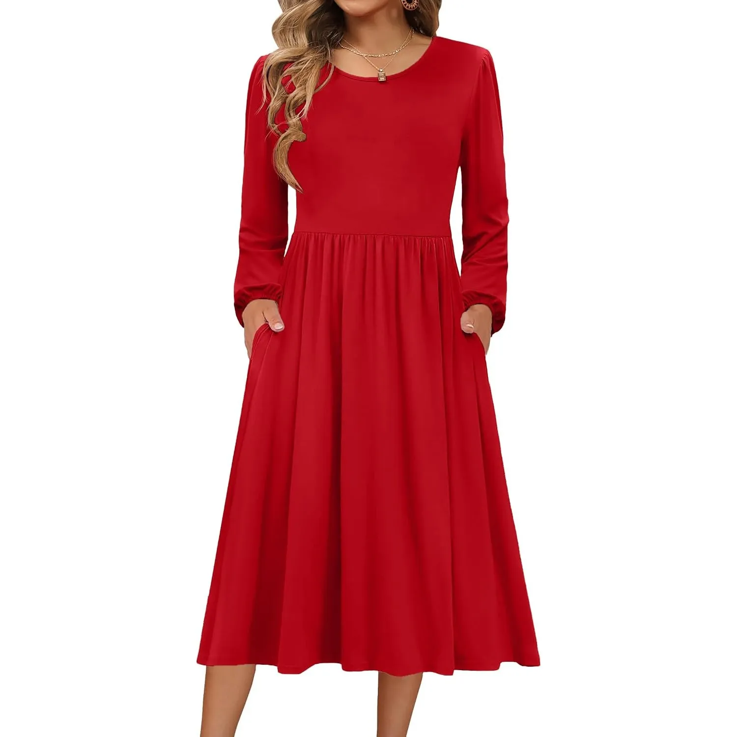 Zeagoo Kleid Damen Langarm Herbstkleid Rundhals Strickkleid Winterkleid