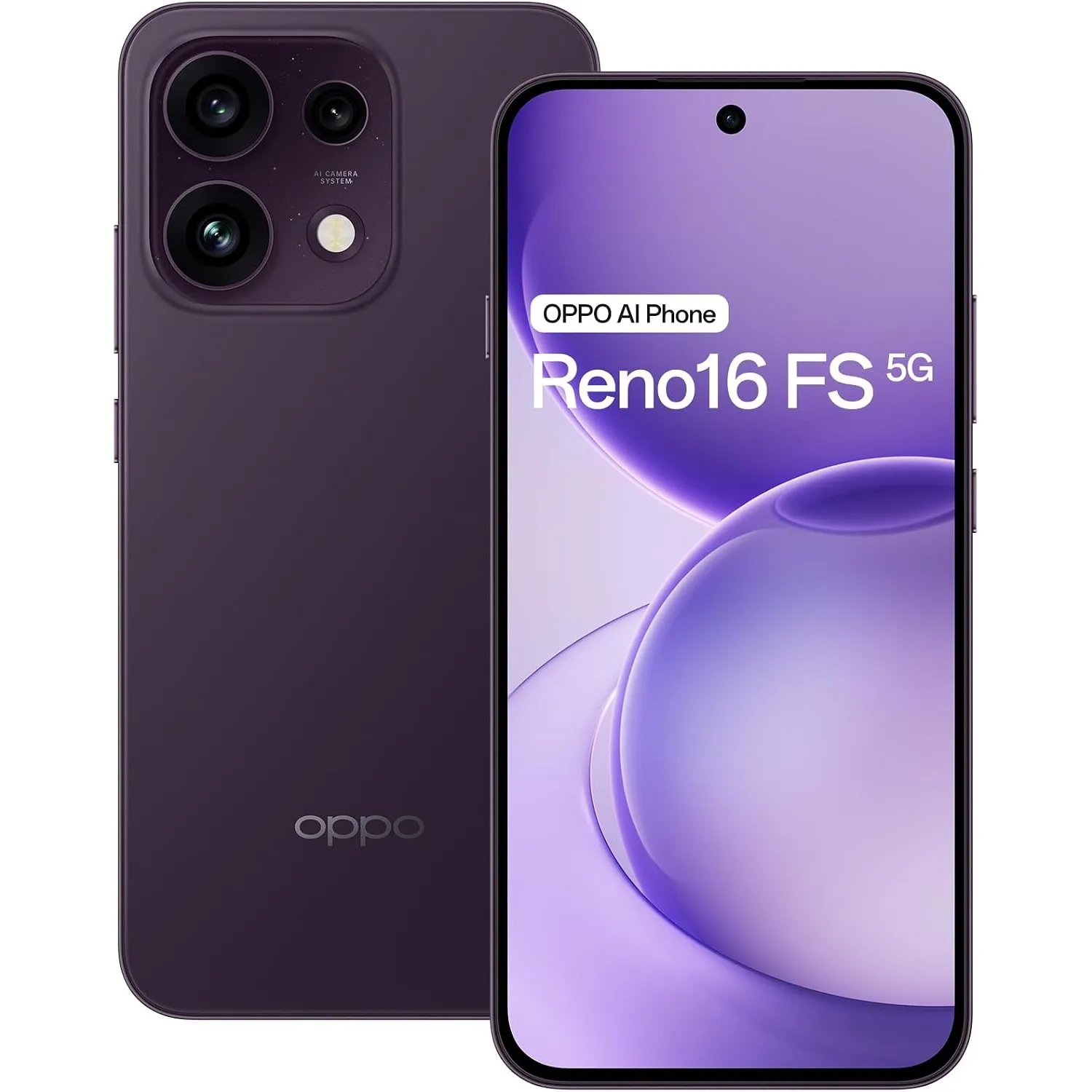 OPPO Reno16 FS 5G Smartphone 8+512GB 6500mAh 120Hz 50MP, Purple Black | 50MP Front und Rückkamera, 6500mAh, 45W SUPERVO…