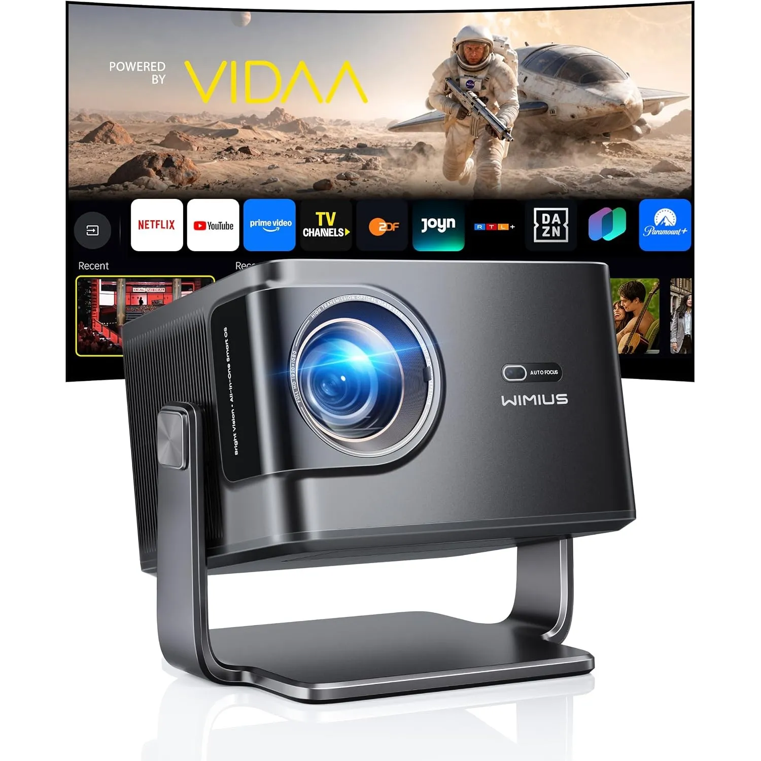Beamer 4K VIDAA OS 2500 ANSI 56W Dolby Audio FHD 1080P Outdoor Beamer Smart