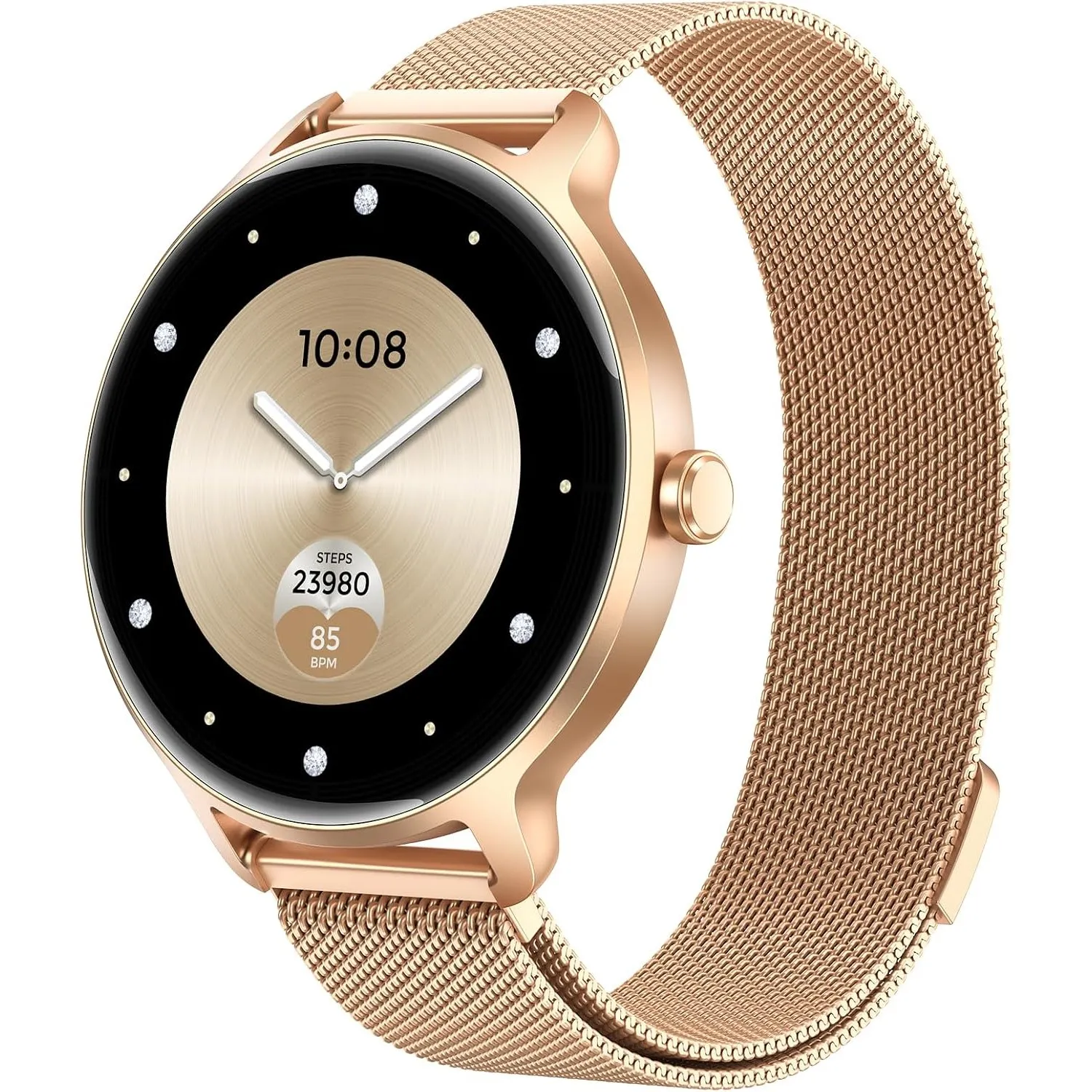 Smartwatch Damen Rund, 1.27" AMOLED Smart Watch mit Telefonfunktion, Fitnessuhr mit Pulsuhr Schlafmonitor Schrittzähler…