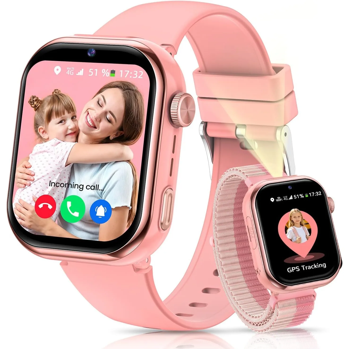 Smartwatch Kinder mit GPS und Telefon, Kinderuhr mit SIM, Videoanrufe, Sprachchat, Schulmodus, SOS SMS Schlafmonitor, I…
