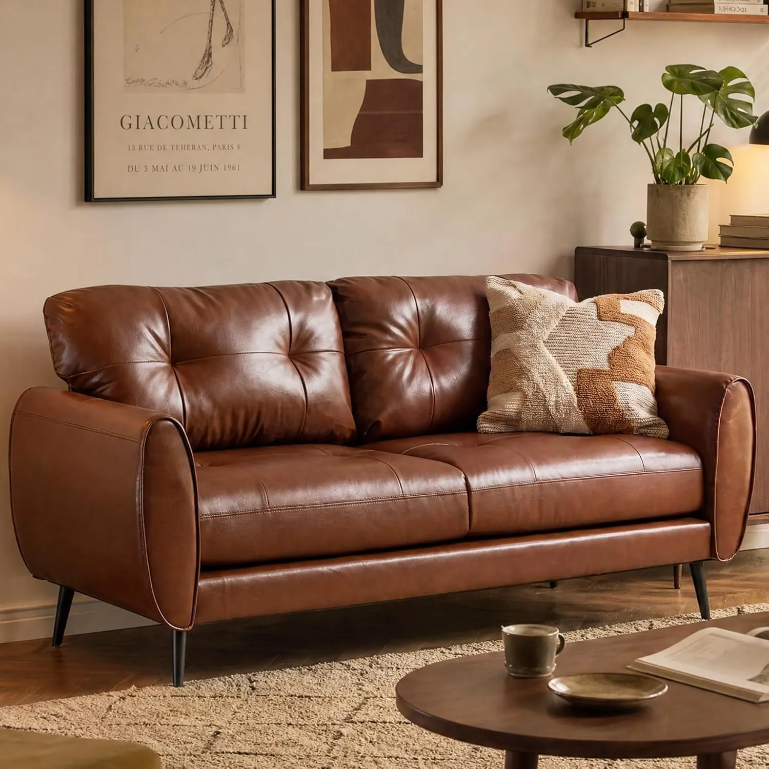 GRAVFORCE Sofa 2 Sitzer 2er Sofa Klein Couch (1, Braun, Sofa)