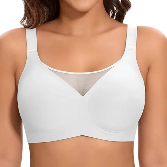 Jiuday BH Damen ohne Bügel Große Brüste Starker Halt Soft Jelly Bra Bügelloser Push Up Seitenträger BH Nahtloser Bequem…