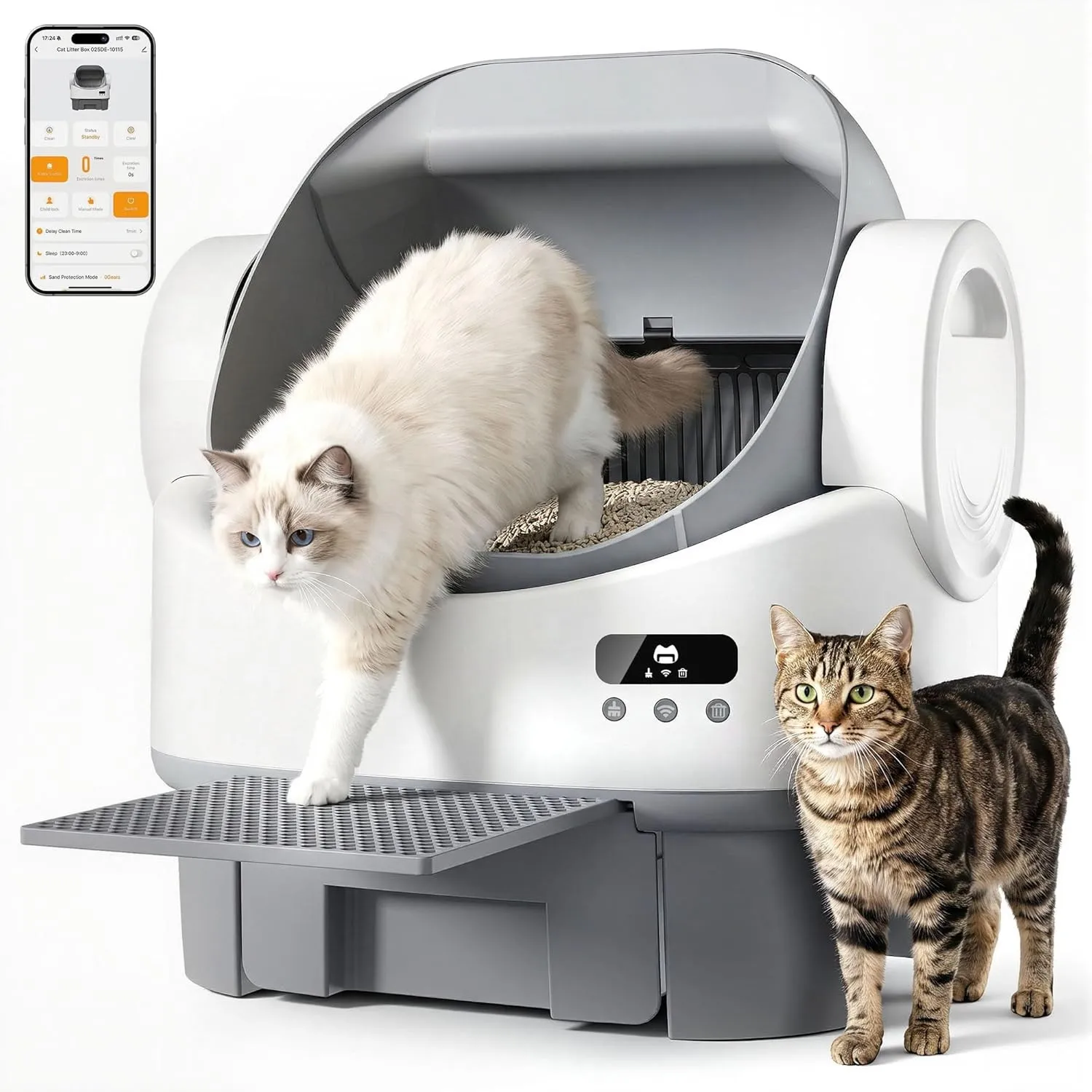 Elektrische Katzentoilette Offene,APP Steuerung,15 Tage Mehrkatzenhaushalte