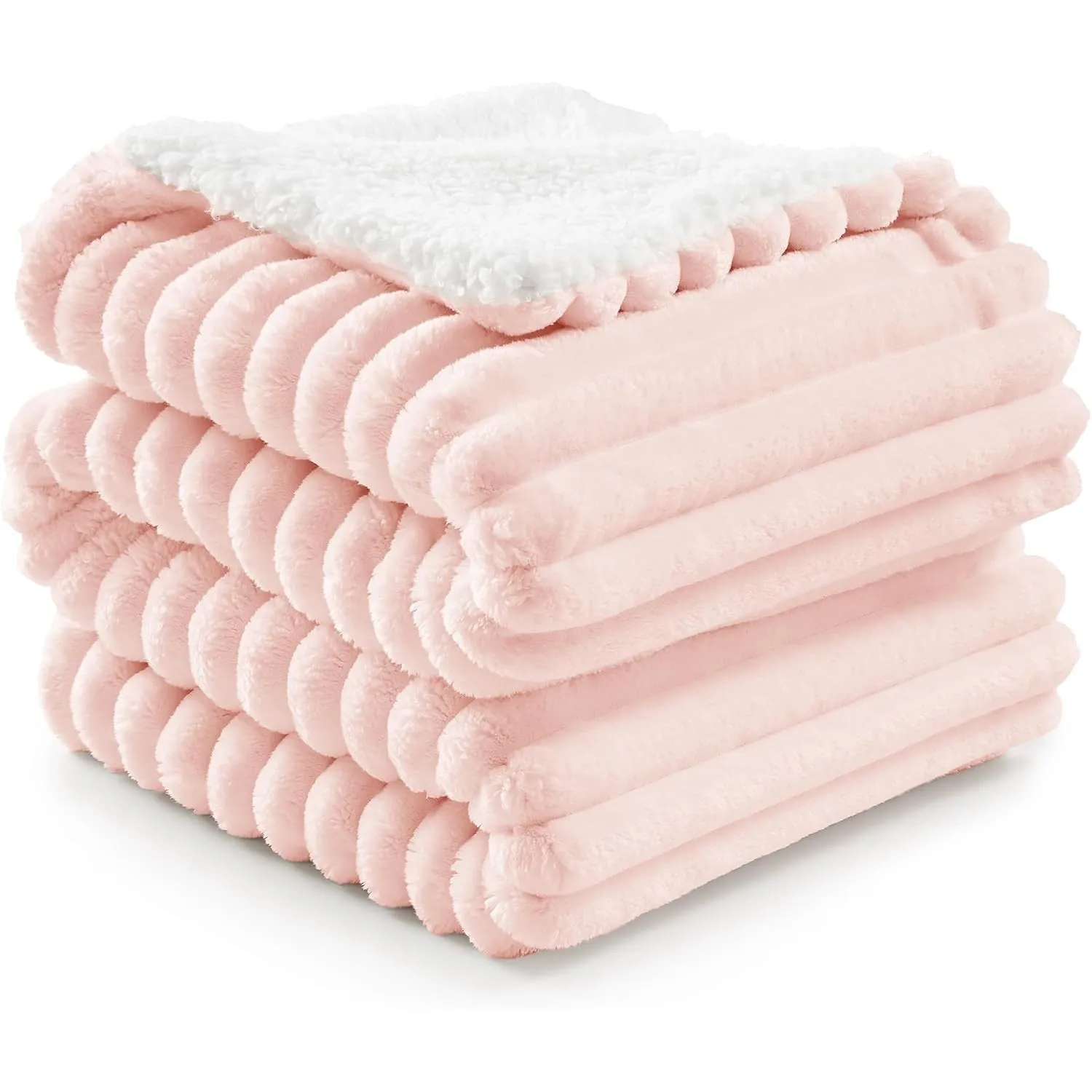 BEDELITE warme Decke Sherpa Kuscheldecke Flauschig Hellrosa 230x270